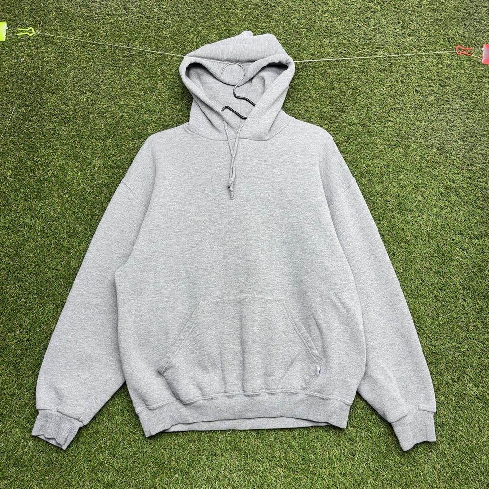 Vintage Russell Athletic Hoodie Mens Large Blank Pro Cotton Pullover Sweatshirt